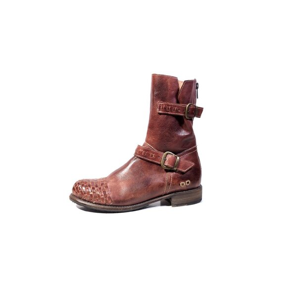 Bed Stu Moto Boots 9 Ashwell Dark Scarlett Brown Rustic Leather Boots - Picture 4 of 11